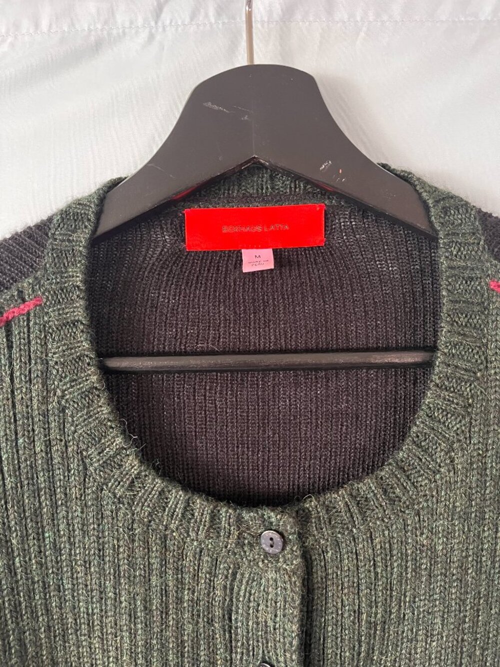 Eckhaus Latta Cardigan Black / Green Statement Knit Sweater - Picture 2 of 9